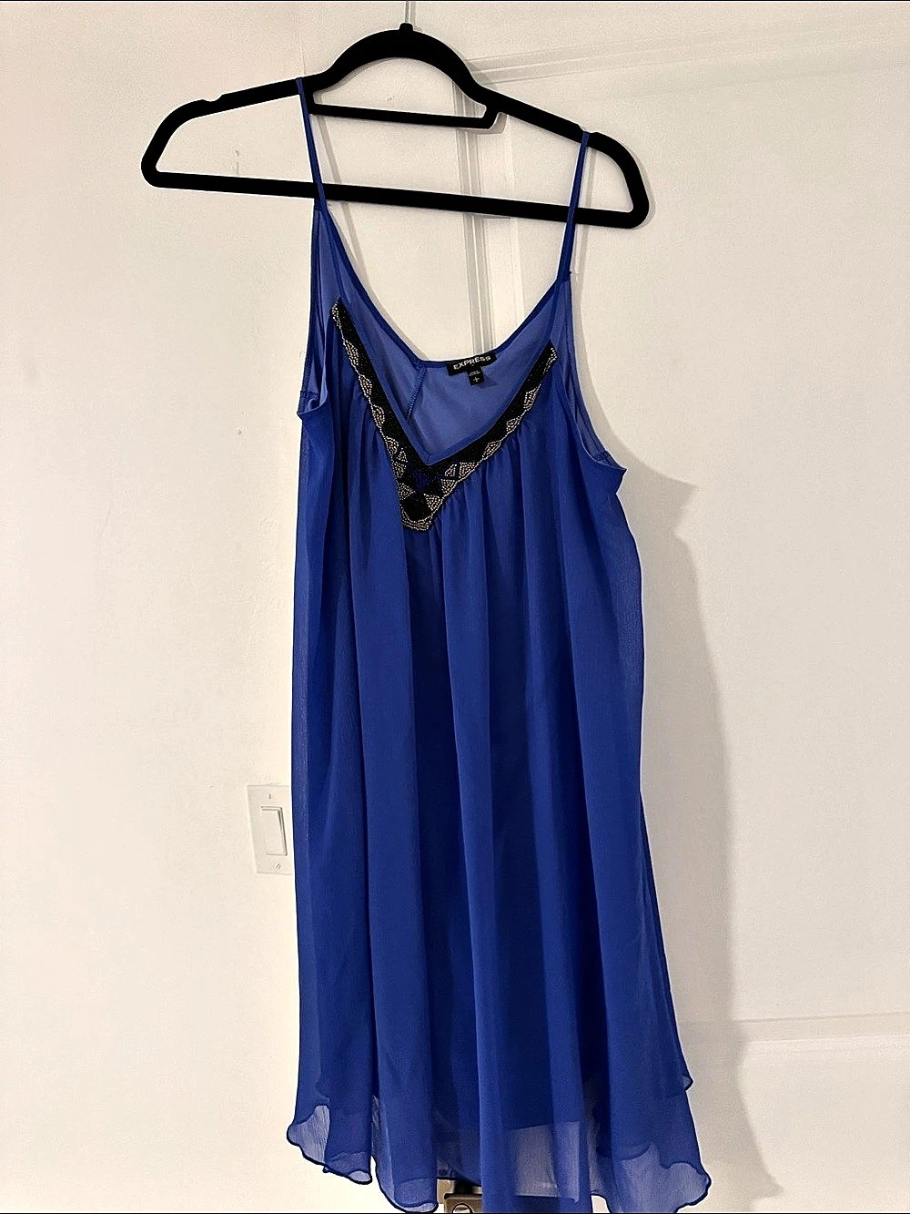 Express Beaded Mini Dress Blue Size Large